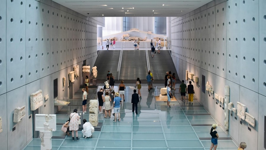 The glass floor gallery inside the Acropolis Museum, seen with Acropolis Museum tickets
