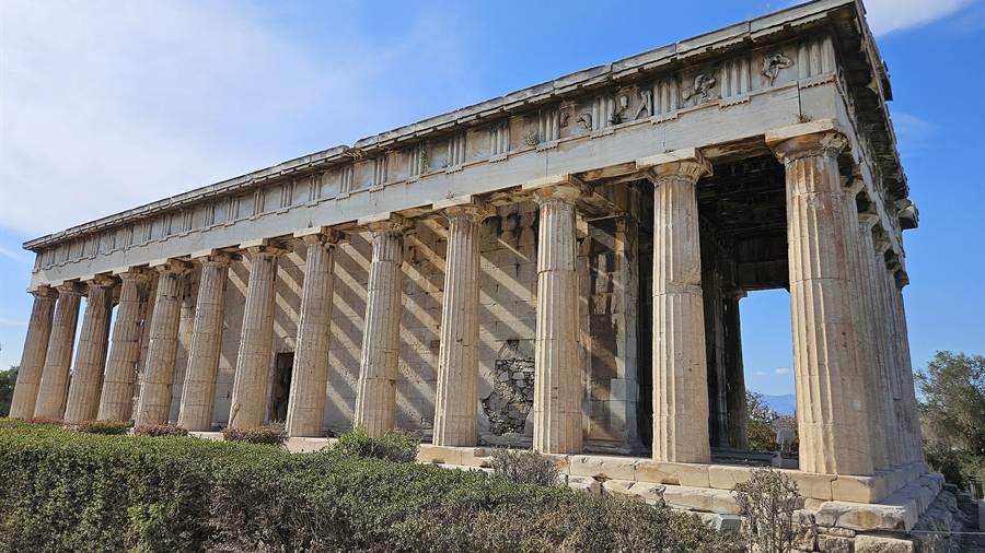 Doric colonnade along the side of the Temple of Hephaestus in the Agora