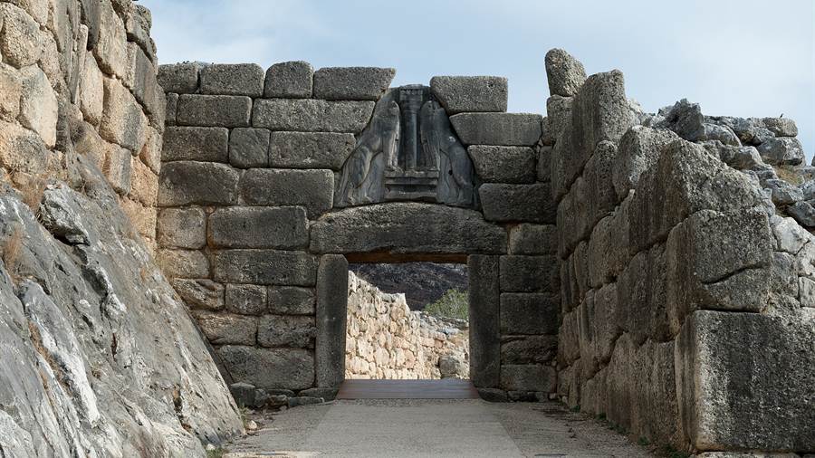 The stone path leading up to the Lion Gate at Mycenae
