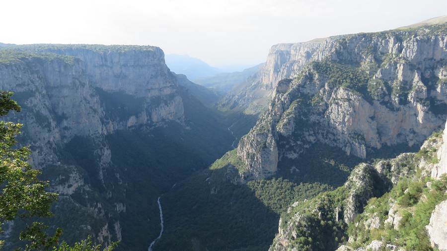 Vikos Gorge seen from Beloi Viewpoint in Epirus with the river far below