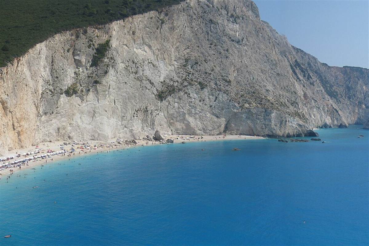 White cliffs and turquoise water on the west coast of Lefkada, Lefkada kayak tour