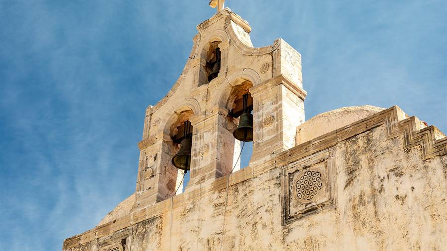 The belfry of the church at the Preveli monastery on Crete